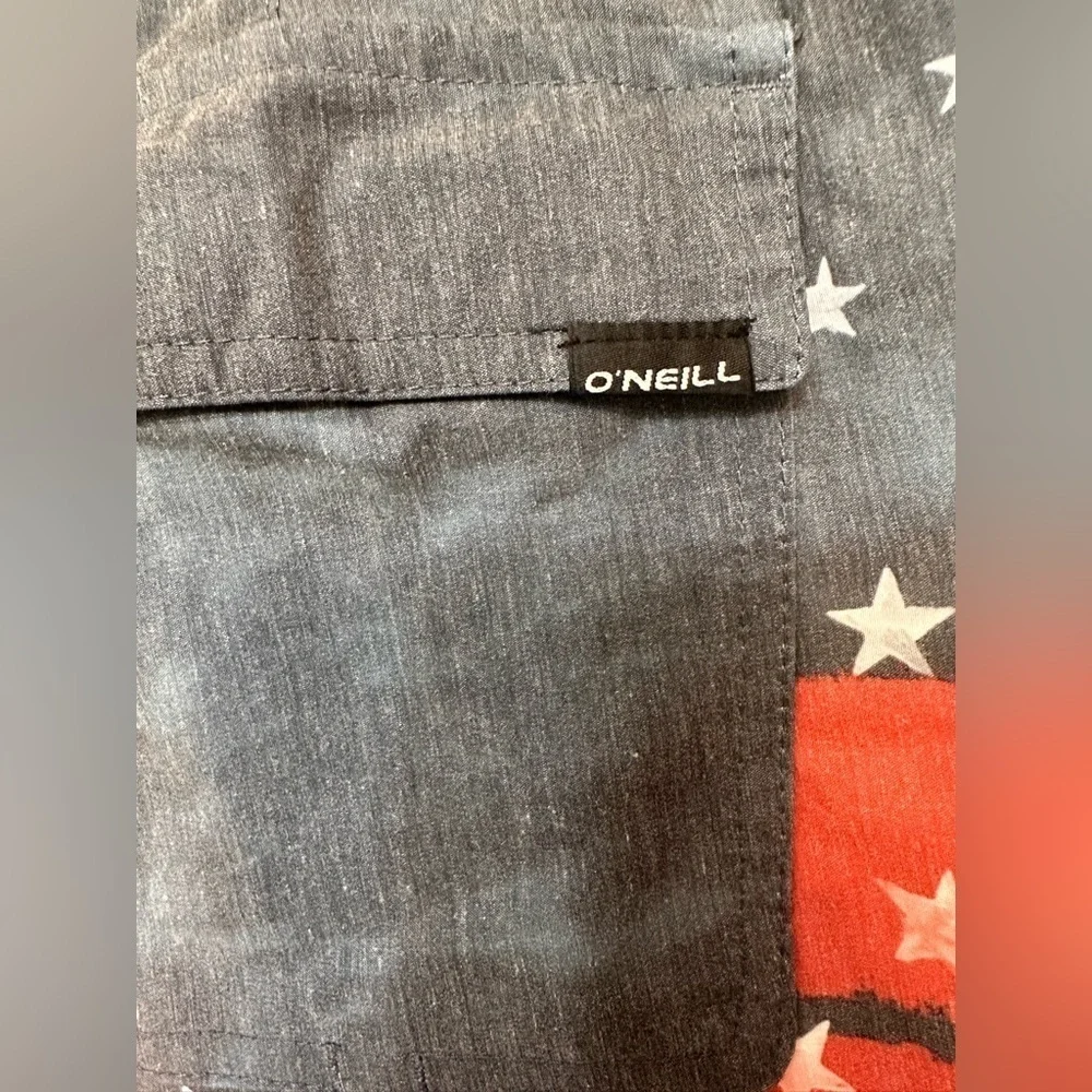 O'Neill American Flag Board Shorts Red BLue Striped 9